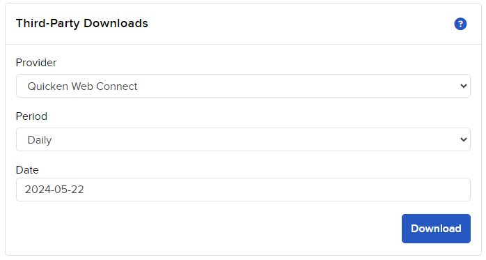 Image of the third-party downloads panel in portal. 
